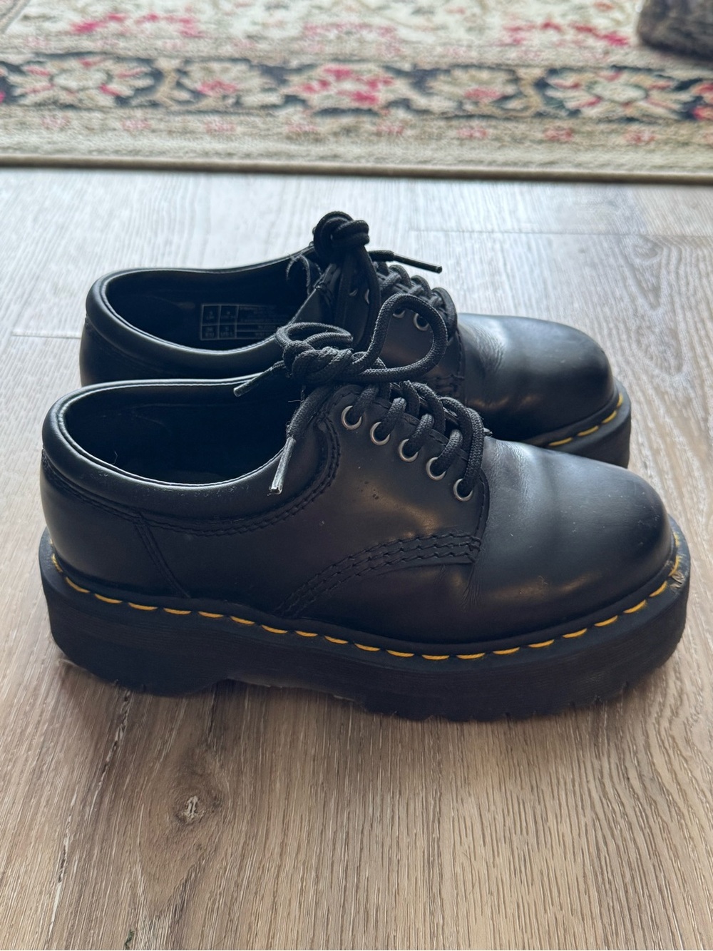 Dr. Martens Black Leather Platforms Women’s Size 5 - Picture 2 of 3